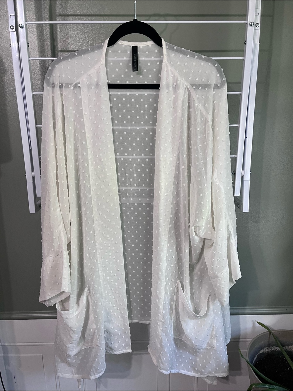 Lightweight White Swiss Dot Kimono Jacket